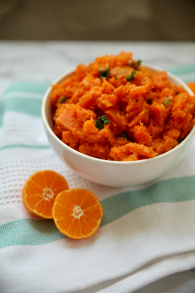 Mashed Brown Butter Sweet Potatoes with Clementine Zest