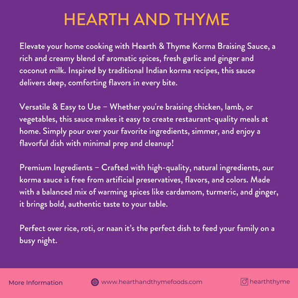 Hearth&Thyme Korma Braising Sauce
