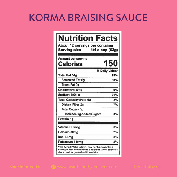 Hearth&Thyme Korma Braising Sauce